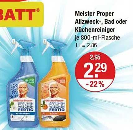Meister Proper Allzweck-, Bad oder Küchenreiniger je 800-ml-Flasche