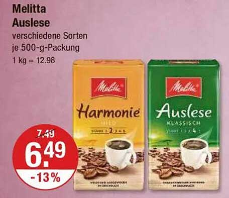 Melitta Auslese - verschiedene Sorten je 500-g-Packung