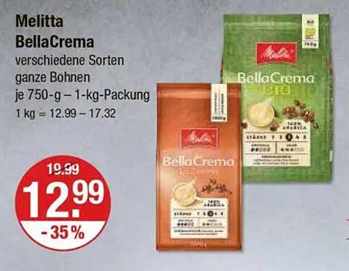 Melitta BellaCrema verschiedene Sorten ganze Bohnen