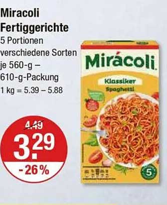 Miracoli Fertiggerichte - 5 Portionen unterschiedliche Sorten - 560 g