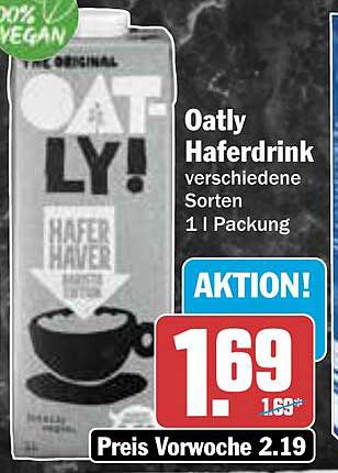 Oatly Haferdrink verschiedene Sorten 1 l Packung