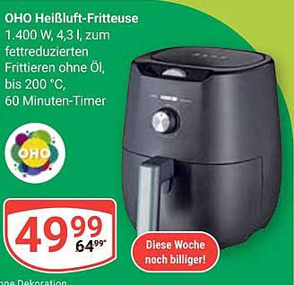 OHO Heißluft-Fritteuse 1.400 W, 4,3 l