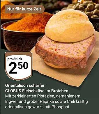 Orientalisch scharfer GLOBUS Fleischkäse im Brötchen