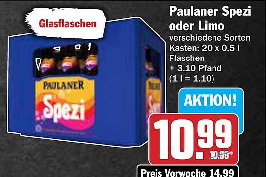 Paulaner Spezi oder Limo Kasten 20 x 0,5 l