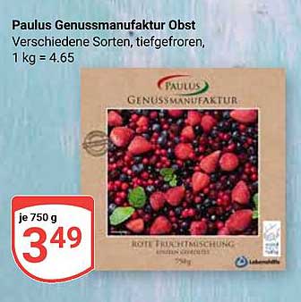 Paulus Genussmanufaktur Obst Rote Früchte Mischung 750 g