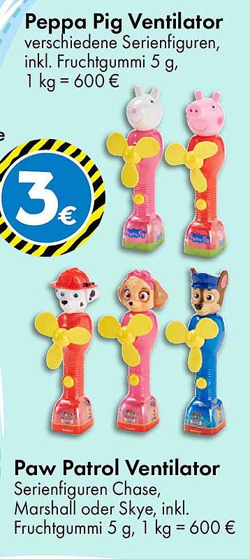 Peppa Pig Ventilator und Paw Patrol Ventilator