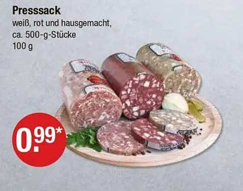 Presssack weiß, rot und hausgemacht, ca. 500-g-Stücke, 100 g