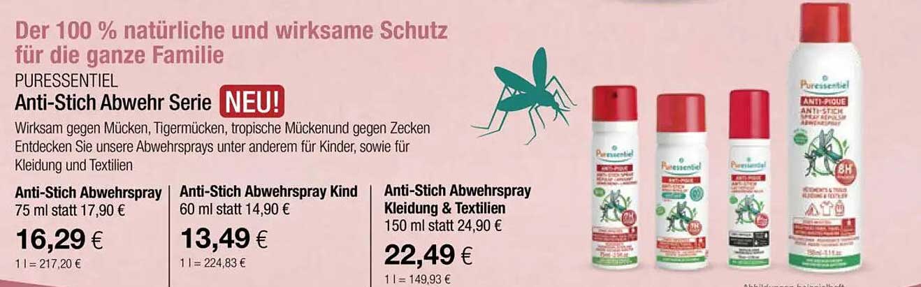 PURESSENTIEL Anti-Stich Abwehr Serie NEU!