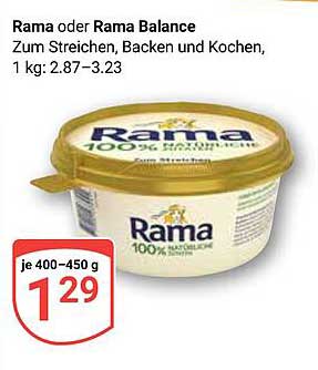 Rama oder Rama Balance - Zum Streichen, Backen und Kochen, 1 kg: 2,87–3,23