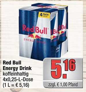 Red Bull Energy Drink koffeinhaltig 4x0,25-L-Dose