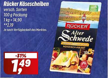 Rücker Käse- scheiben Alter Schwede 100 g