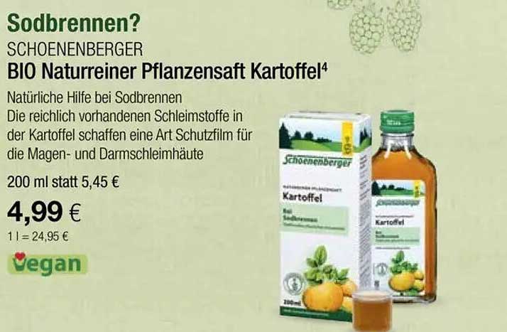 SCHOENENBERGER BIO Naturreiner Pflanzensaft Kartoffel