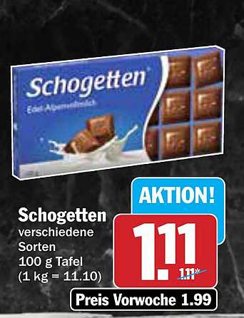 Schogetten verschiedene Sorten 100 g Tafel