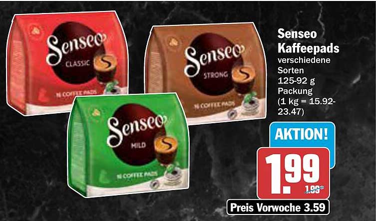 Senseo Kaffeepads in verschiedenen Sorten