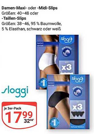 Sloggi Damen-Maxislips oder Midi-Slips im 3er-Pack
