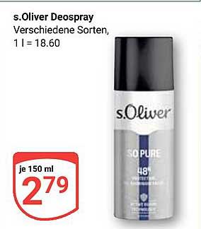 s.Oliver Deospray verschiedene Sorten, 150 ml