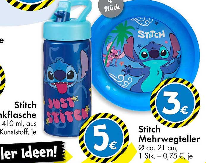 Stitch Trinkflasche 410 ml und Mehrwegteller