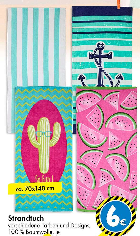 Strandtuch verschiedene Farben und Designs, 100 % Baumwolle, je