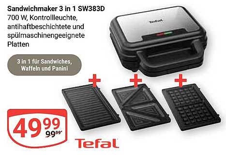Tefal Sandwichmaker 3 in 1 SW383D