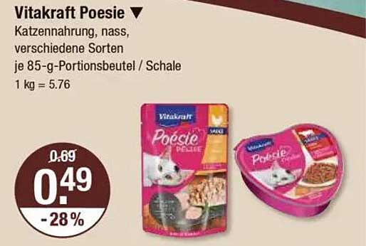 Vitakraft Poesie Katzennahrung, nass, verschiedene Sorten je 85-g-Portionsbeutel / Schale