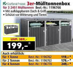 3er-Mülltonnenbox für 3 240 l Mülltonnen