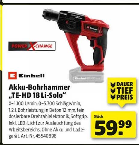 Akku-Bohrhammer „TE-HD 18 Li-Solo“