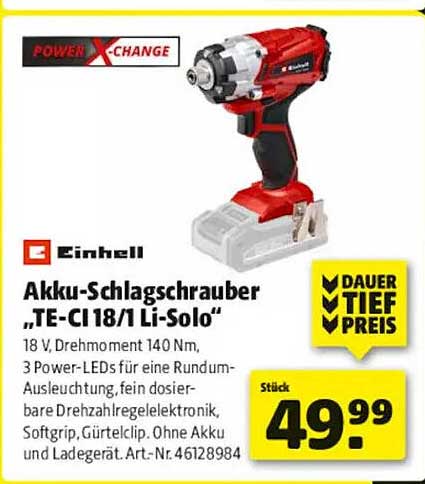 Akku-Schlagschrauber „TE-CI 18/1 Li-Solo“