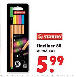 Fineliner 88 5er-Pack, neon