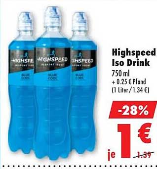 Highspeed Iso Drink 750 ml + 0.25 l Pfand (1 Liter./ 1.34 €)