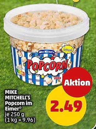 MIKE MITCHELL'S Popcorn im Eimer je 250 g (1 kg = 9.96)