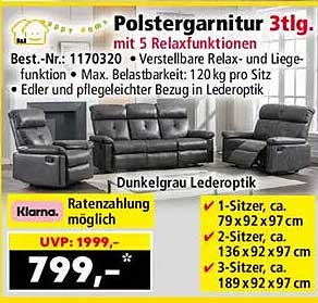 Polstergarnitur 3tlg. mit 5 Relaxfunktionen