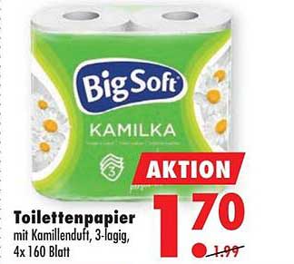 Toilettenpapier mit Kamillenduft, 3-lagig, 4x 160 Blatt
