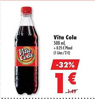 Vita Cola 500 ml, + 0,25 € Pfand (1 Liter/ 2 €)