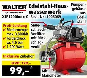 WALTER Edelstahl-Hauswasserwerk XJP1200Inox-C