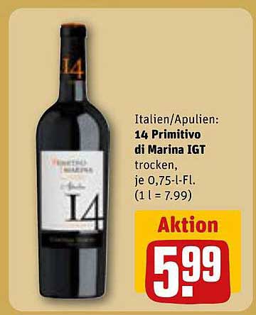 14 Primitivo di Marina IGT trocken, je 0,75-l-Fl.