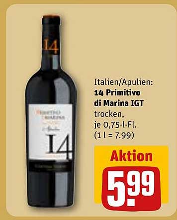 14 Primitivo di Marina IGT trocken, je 0,75-l- Fl.