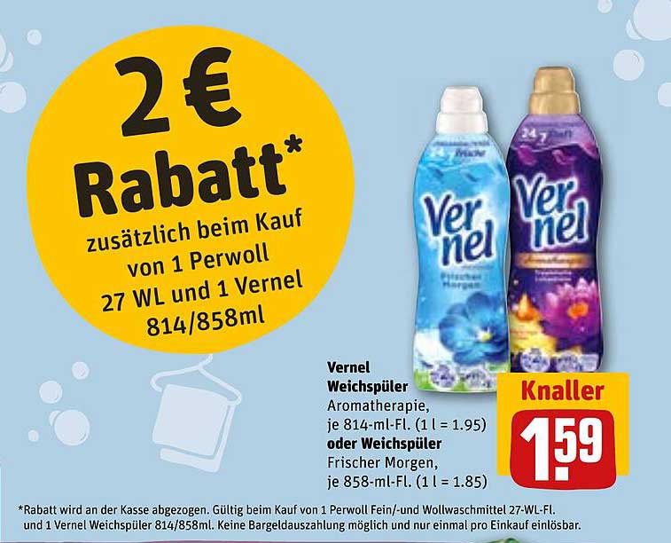 2 € Rabatt zusätzlich beim Kauf von 1 Perwoll 27 WL und 1 Vernel 814/858ml