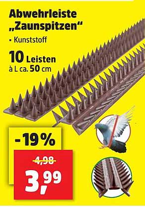 Abwehrleiste „Zaunspitzen“ - Kunststoff