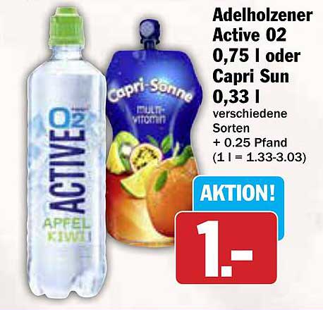 Adelholzener Active 02 0,75 l oder Capri Sun 0,33 l verschiedene Sorten