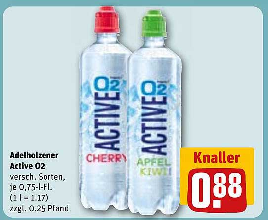 Adelholzener Active O2 versch. Sorten, je 0,75-l-Fl.
