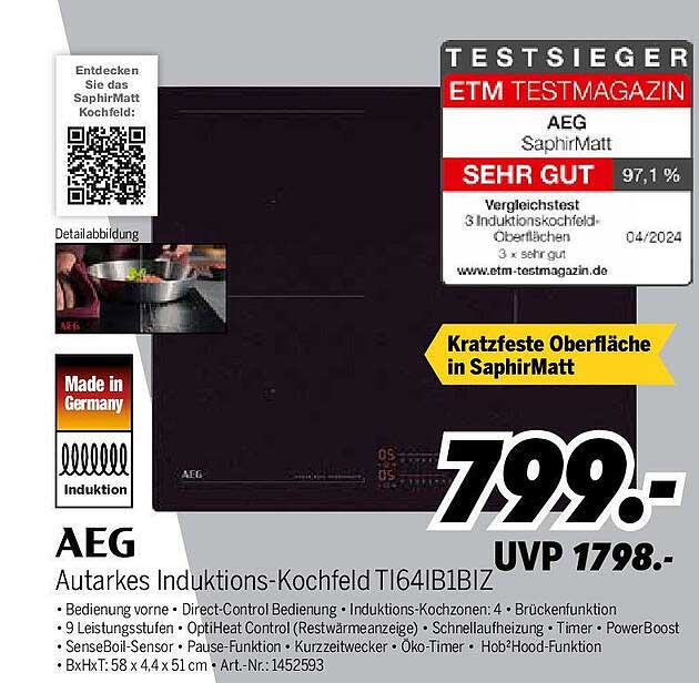AEG Autarkes Induktions-Kochfeld TI64IB1BIZ