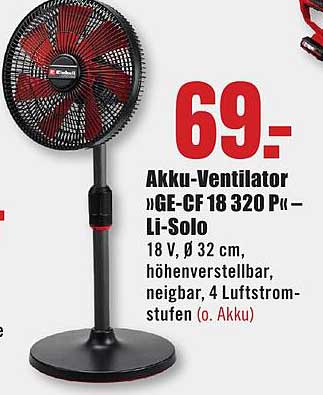 Akku-Ventilator »GE-CF 18 320 P« – Li-Solo