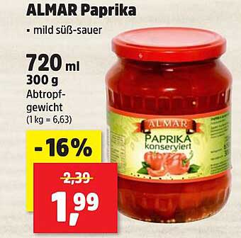 ALMAR Paprika mild süß-sauer 720 ml