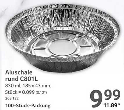 Aluschale rund C801L – 100-Stück-Packung