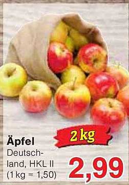 Äpfel 2 kg Deutschland, HKL II