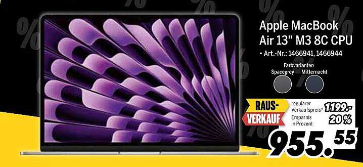 Apple MacBook Air 13" M3 8C CPU