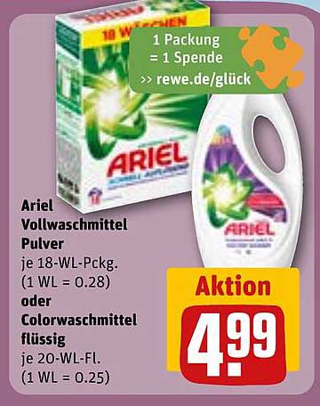 Ariel Vollwaschmittel Pulver und Colorwaschmittel flüssig