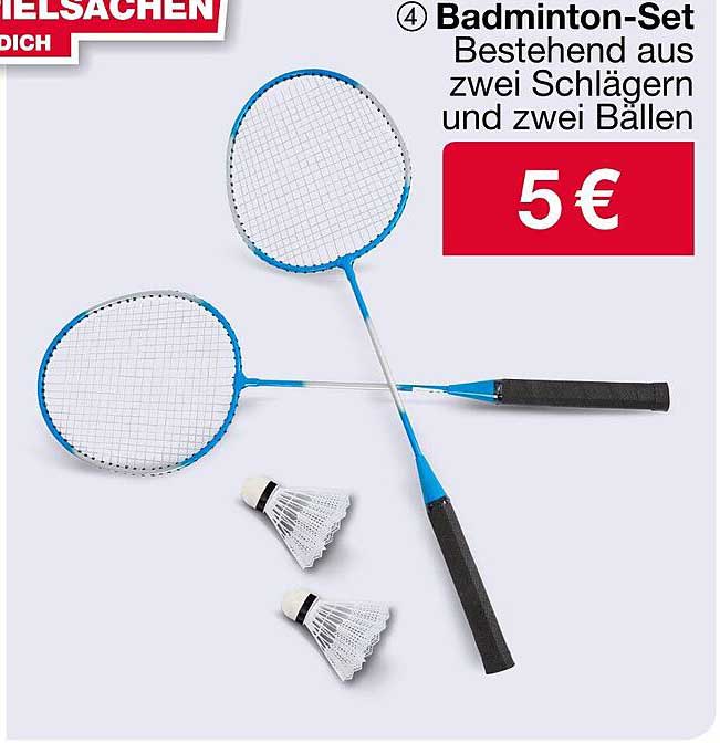 Badminton-Set bestehend aus zwei Schlägern und zwei Bällen