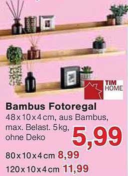 Bambus Fotoregal 48 x 10 x 4 cm