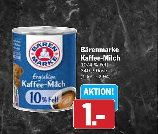 Bärenmarke Kaffee-Milch 10/4 % Fett 340 g Dose